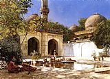 Figures in the Courtyard of a Mosque by Edwin Lord Weeks